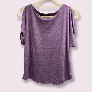 Colette blouse cold shoulder short sleeves wide draped neckline size small